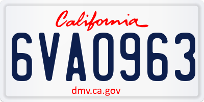 CA license plate 6VAO963