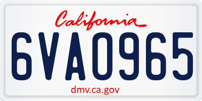 CA license plate 6VAO965