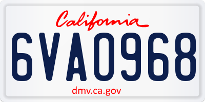 CA license plate 6VAO968