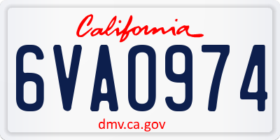 CA license plate 6VAO974