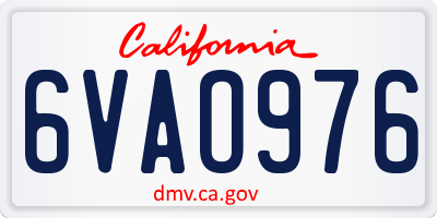 CA license plate 6VAO976