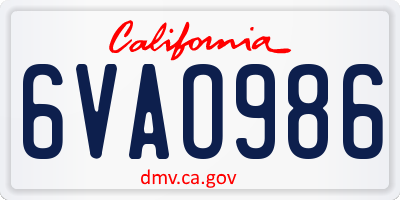 CA license plate 6VAO986
