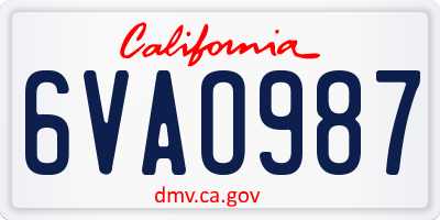 CA license plate 6VAO987