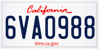 CA license plate 6VAO988