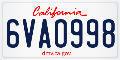 CA license plate 6VAO998