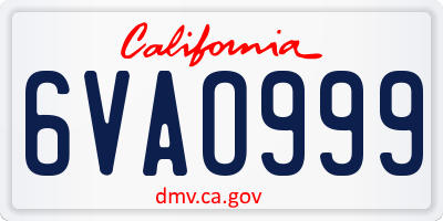 CA license plate 6VAO999