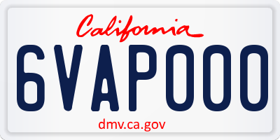 CA license plate 6VAP000