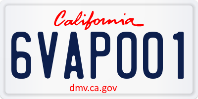 CA license plate 6VAP001