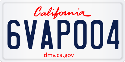 CA license plate 6VAP004
