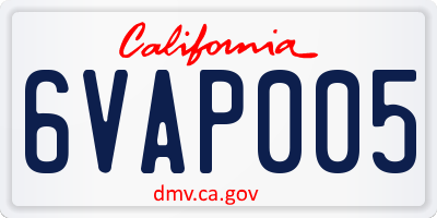 CA license plate 6VAP005
