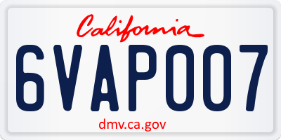 CA license plate 6VAP007