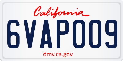 CA license plate 6VAP009