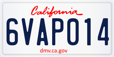 CA license plate 6VAP014
