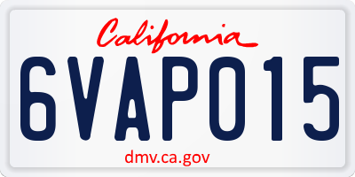 CA license plate 6VAP015