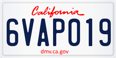 CA license plate 6VAP019
