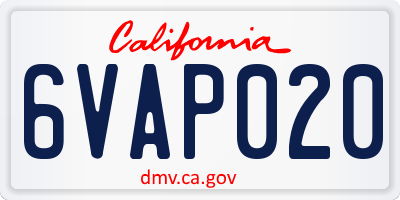 CA license plate 6VAP020