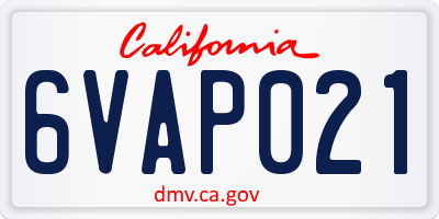CA license plate 6VAP021