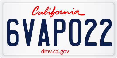 CA license plate 6VAP022