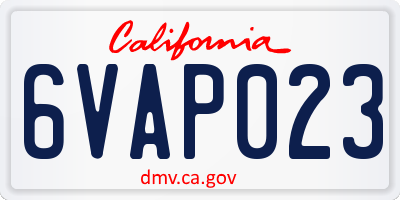CA license plate 6VAP023