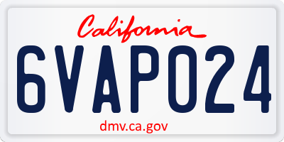 CA license plate 6VAP024