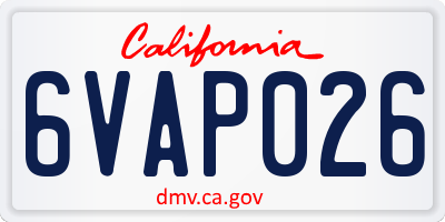 CA license plate 6VAP026