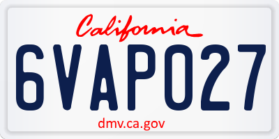 CA license plate 6VAP027