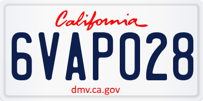 CA license plate 6VAP028