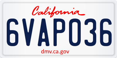 CA license plate 6VAP036