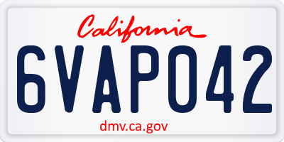 CA license plate 6VAP042