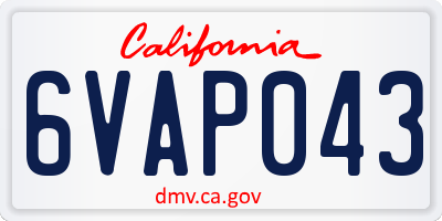CA license plate 6VAP043