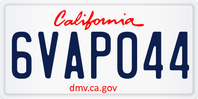 CA license plate 6VAP044