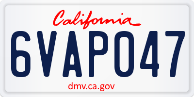 CA license plate 6VAP047