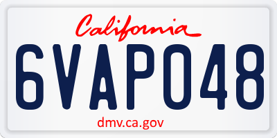 CA license plate 6VAP048