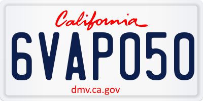 CA license plate 6VAP050
