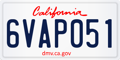 CA license plate 6VAP051