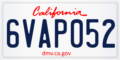 CA license plate 6VAP052