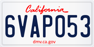 CA license plate 6VAP053