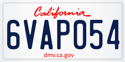 CA license plate 6VAP054