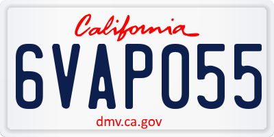 CA license plate 6VAP055