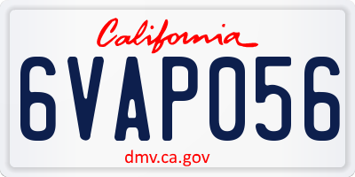 CA license plate 6VAP056