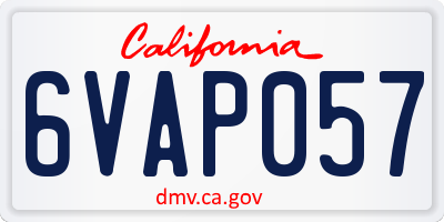 CA license plate 6VAP057