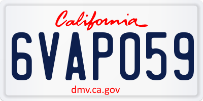 CA license plate 6VAP059