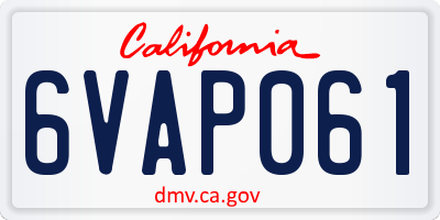CA license plate 6VAP061
