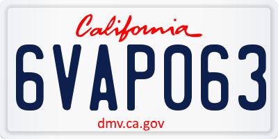 CA license plate 6VAP063