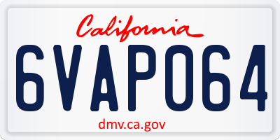 CA license plate 6VAP064
