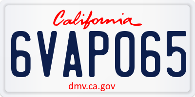 CA license plate 6VAP065