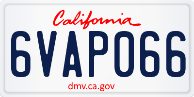 CA license plate 6VAP066