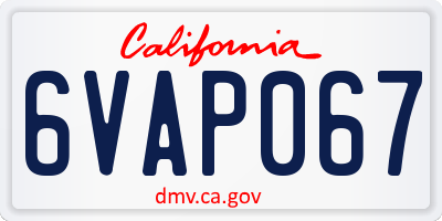 CA license plate 6VAP067