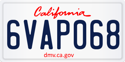 CA license plate 6VAP068