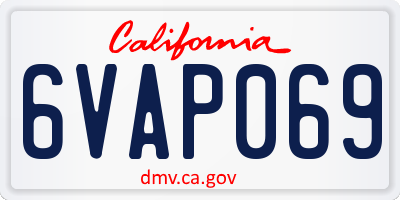 CA license plate 6VAP069